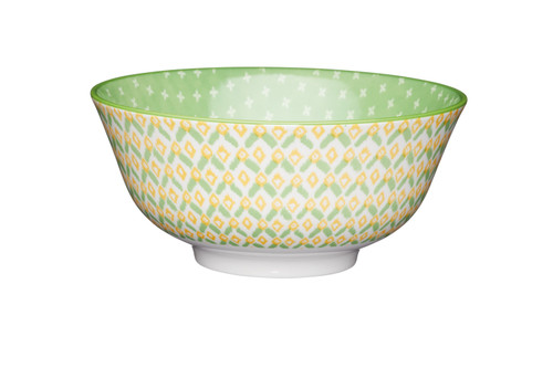 KitchenCraft Green Geometric Ceramic Bowl, 16cm