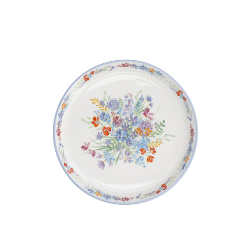 London Pottery Viscri Meadow Ceramic Cake Plate, 20cm, Almond Ivory / Cornflower Blue