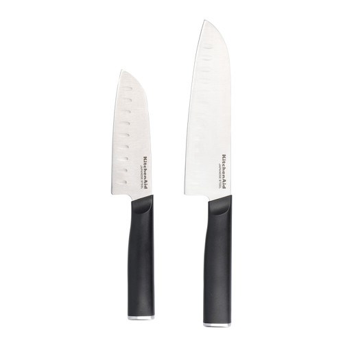 KitchenAid Classic Santoku Set, 2 High-Carbon Scalloped Japanese Steel Knives