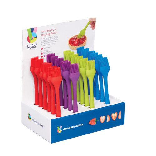 Colourworks Brights Display of 24 Assorted Coloured Silicone Mini Pastry Brushes