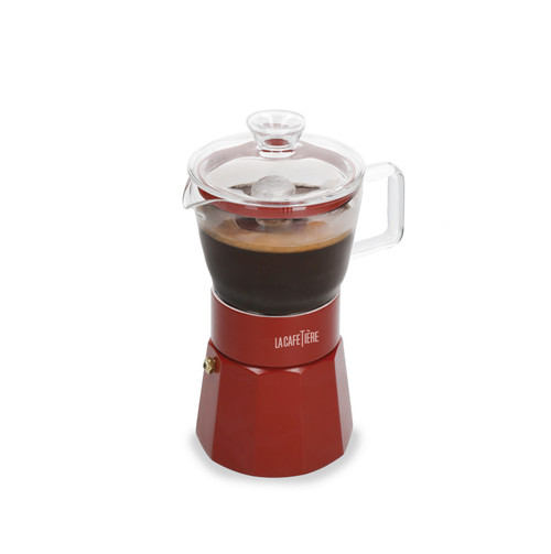 La Cafetière Verona Glass Espresso Maker, 6-Cup, Red