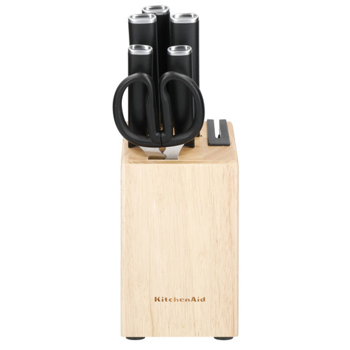 KitchenAid Classic 6-Piece Knife Set with Block, Sharp High-Carbon Japanese Steel Kitchen Knives and Rubberwood Holder