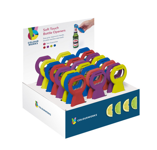 Colourworks Display of 24 Soft Touch Bottle Openers