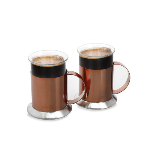 La Cafetière Copper Coffee Mugs, Set of 2, Stainless Steel