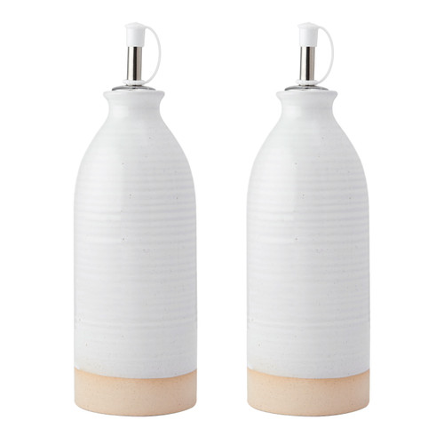 KitchenCraft Idilica Oil and Vinegar Bottles, Set of 2, Cream, 450ml