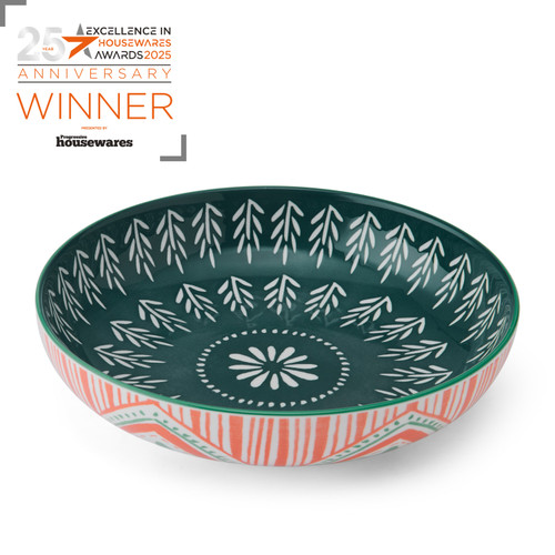 Mikasa Folk Pattern Stoneware Bowl, 900ml, 21 x 5cm