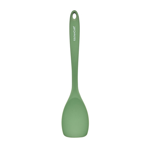 KitchenCraft Silicone Spoon Spatula, Non-Stick Safe and Heat-Resistant, Green, 28cm