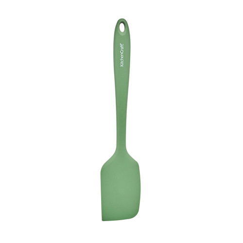 KitchenCraft Silicone Scraper Spatula, Non-Stick Safe and Heat-Resistant, Green, 27cm