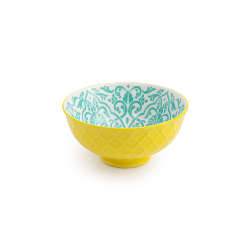 Mikasa Yellow and Blue Geometric Stoneware Nibble Bowl, 12cm