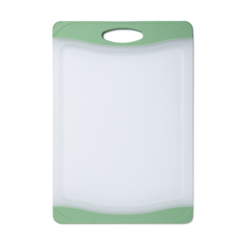 KitchenCraft Anti-Slip Chopping Board, Stain Resistant Cutting Board with Handle, Green, 36.5 x 25cm