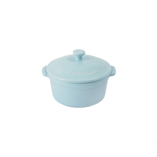 MasterClass 180ml Ceramic Casserole Dish with Lid, Sky Blue, 16cm