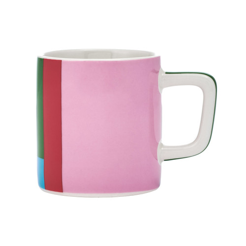 La Cafetière Ceramic Espresso Cup, Pink and Red Utopian Lines, 120ml