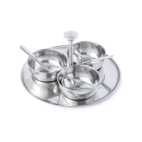 KitchenCraft World of Flavours 3pc Condiment Serving Set, Silver, Stainless Steel