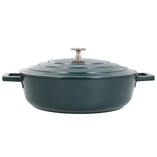MasterClass Cast Aluminium Shallow Casserole Dish, 4L, Hunter Green