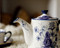 London Pottery Blue Rose Teapot, 4-Cup, Ceramic, Almond Ivory / Blue