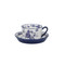 London Pottery Blue Rose Teacup and Saucer, Ceramic, Almond Ivory / Blue