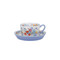 London Pottery Viscri Meadow teacup and Saucer, Ceramic, Almond Ivory / Cornflower Blue