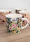 KitchenCraft Barrel Mug Set, Terrazzo Floral Design, Set of 4