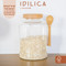 KitchenCraft Idilica Glass Storage Jar with Beechwood Lid and Bamboo Spoon, 1200ml