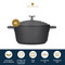 MasterClass 4L Large Cast Aluminium Casserole Dish with Lid, Black, 24cm