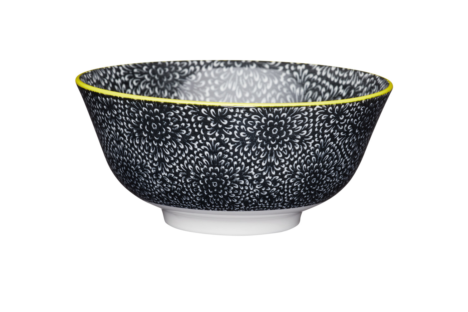 KitchenCraft Black and White Floral Ceramic Bowl, 16cm KitchenCraft Black and White Floral Ceramic Bowl, 16cm