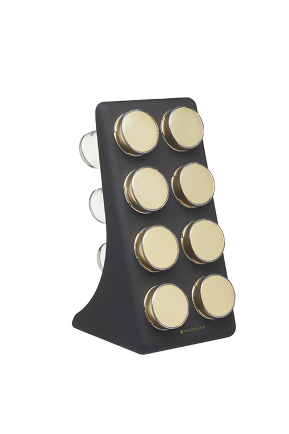 MasterClass Eight Jar Spice Rack with Matt Black and Brass Finish