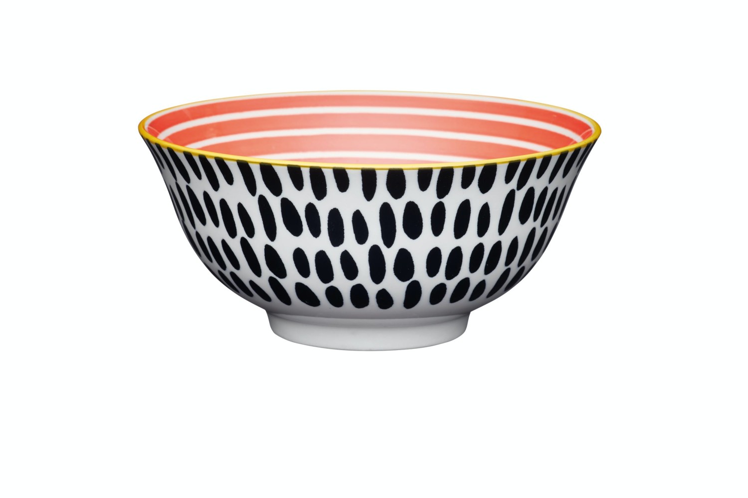 KitchenCraft Red Swirl and Black Spots Ceramic Bowl, 16cm KitchenCraft Red Swirl and Black Spots Ceramic Bowl, 16cm