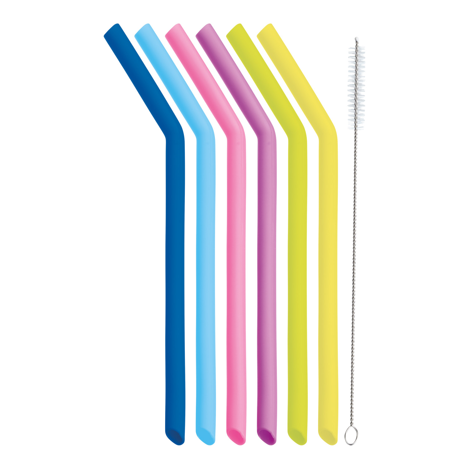 KitchenCraft Set of Six Silicone Straws with Cleaning Brush KitchenCraft Set of Six Silicone Straws with Cleaning Brush