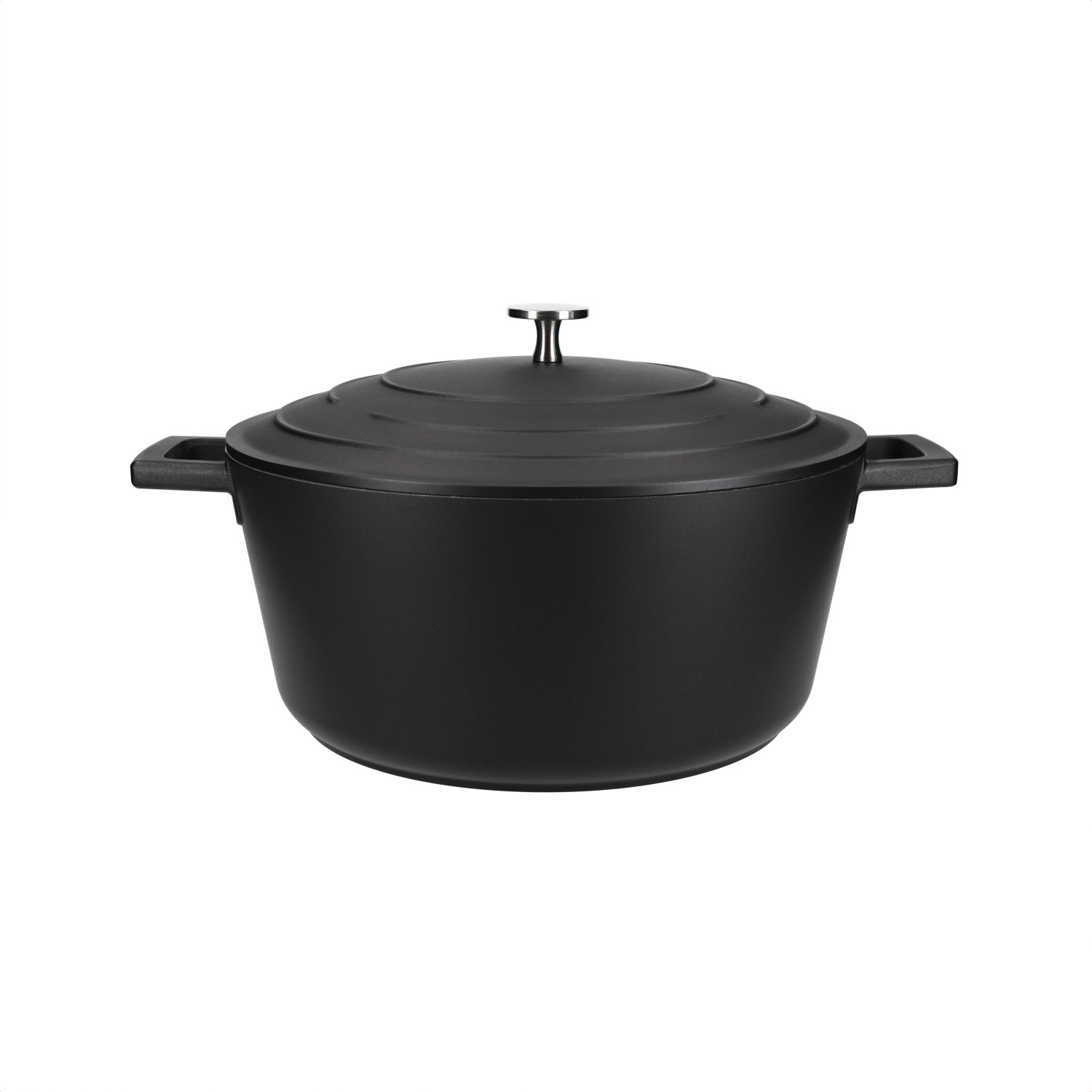 MasterClass 5L Large Cast Aluminium Casserole Dish with Lid, Black, 28cm