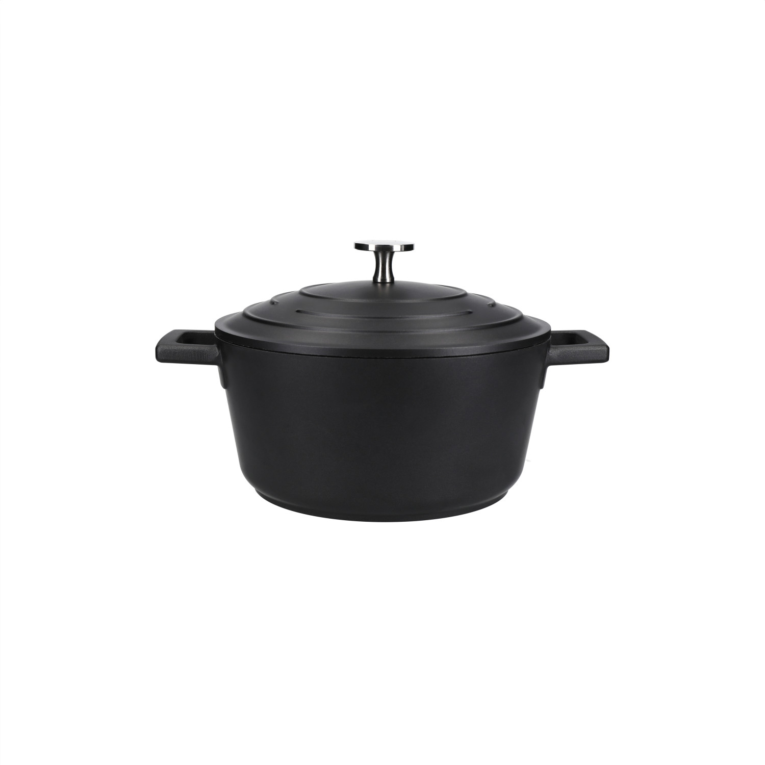 MasterClass 2.5L Cast Aluminium Casserole Dish with Lid, Black, 20cm