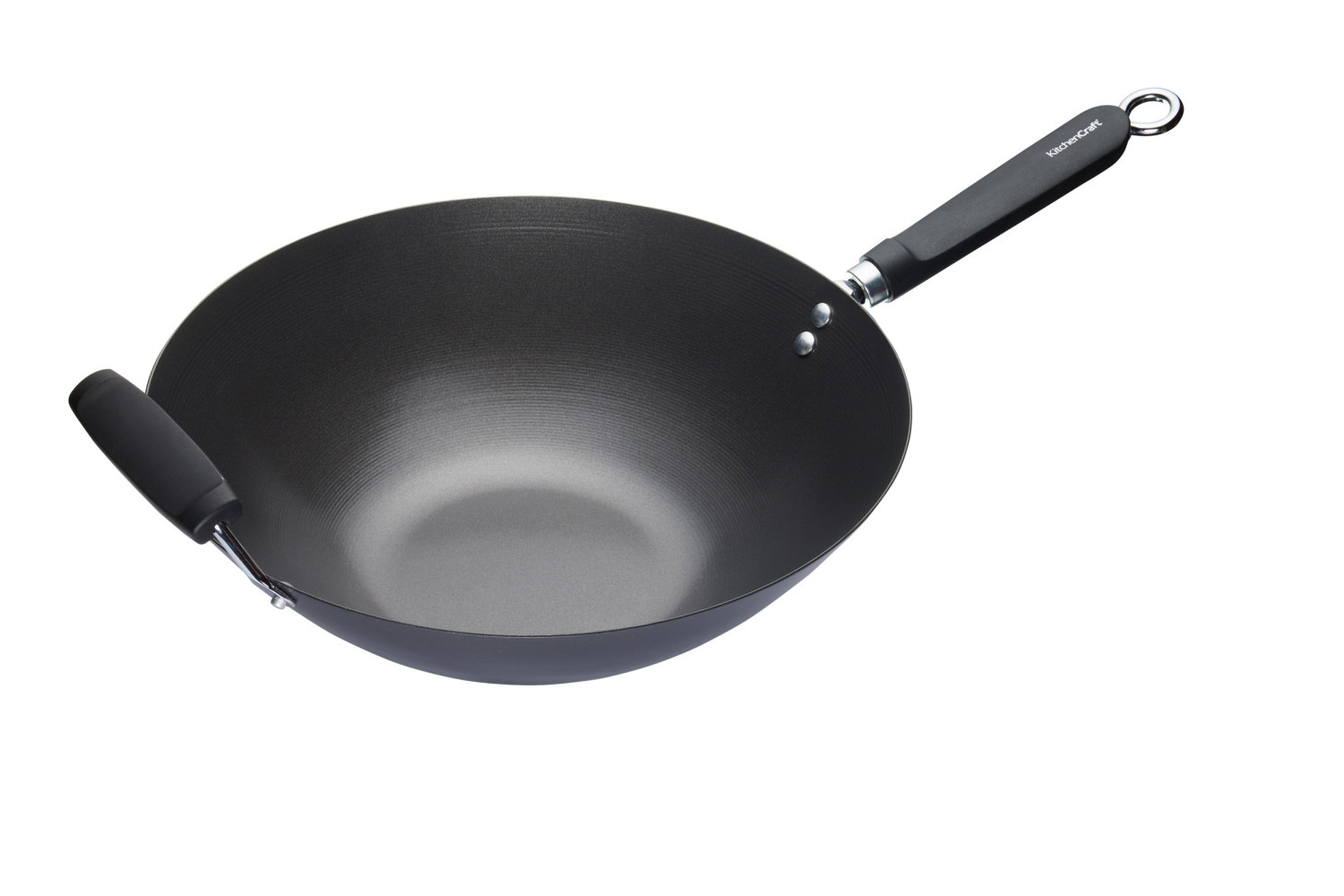 KitchenCraft World of Flavours Oriental Carbon Steel Non-Stick Wok, 35.5cm KitchenCraft World of Flavours Oriental Carbon Steel Non-Stick Wok, 35.5cm