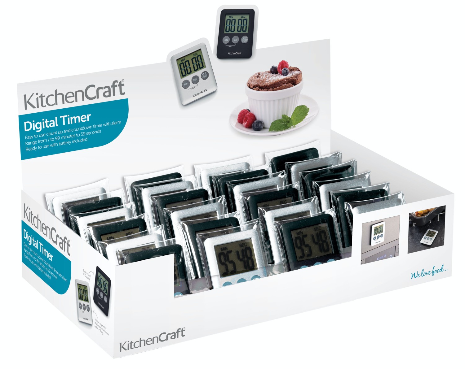 KitchenCraft Display of 24 Slimline Digital Timers KitchenCraft Display of 24 Slimline Digital Timers