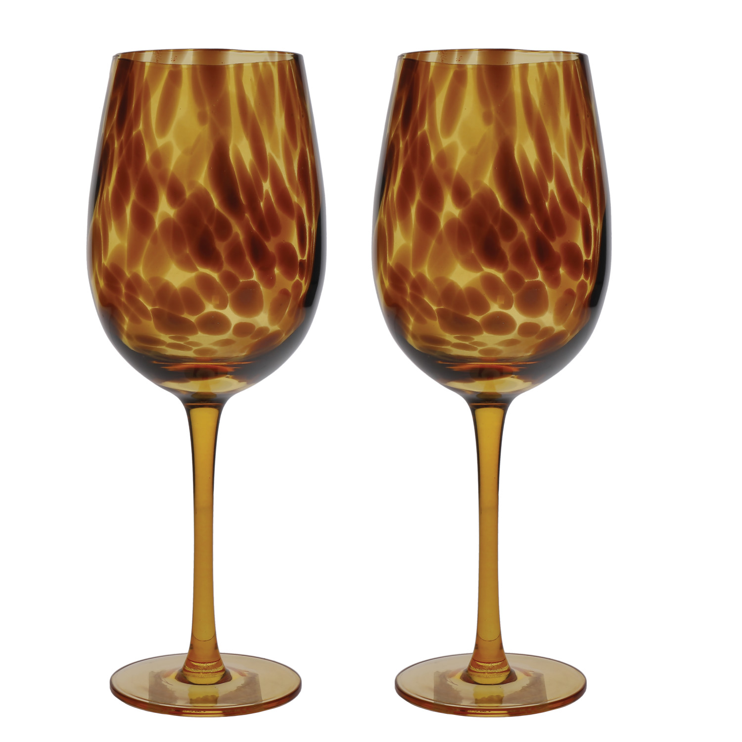 BarCraft Set of 2 Wine Glasses with Tortoise Shell Finish BarCraft Set of 2 Wine Glasses with Tortoise Shell Finish