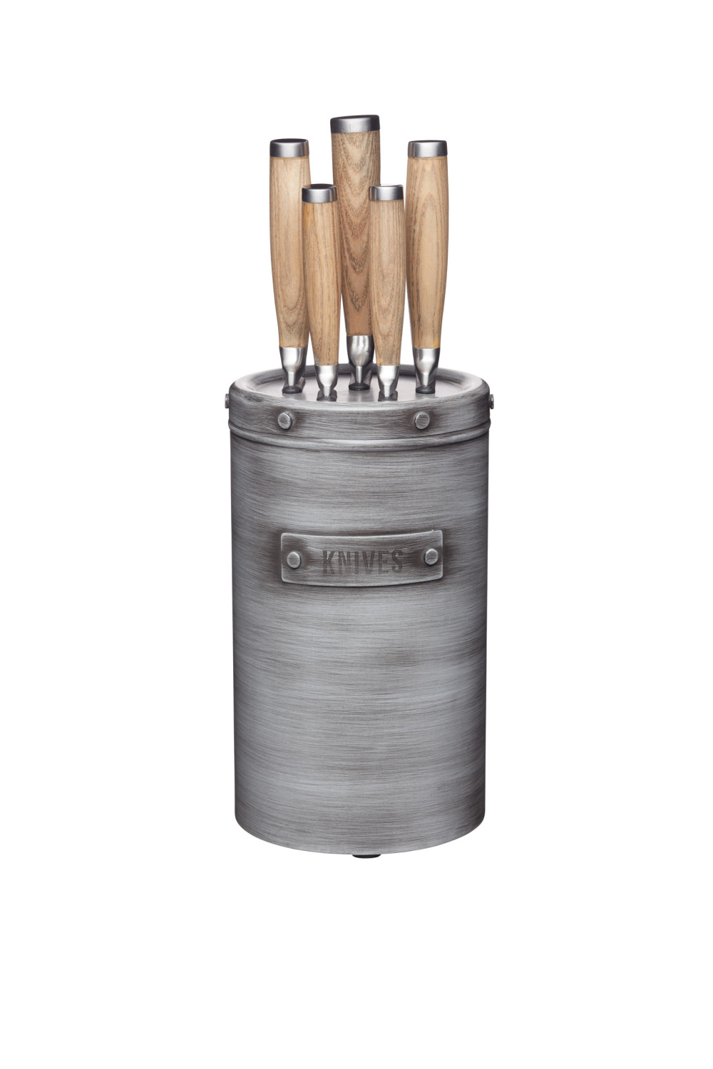 Industrial Kitchen 5-Piece Stainless Steel Knife Set and Knife Block Industrial Kitchen 5-Piece Stainless Steel Knife Set and Knife Block