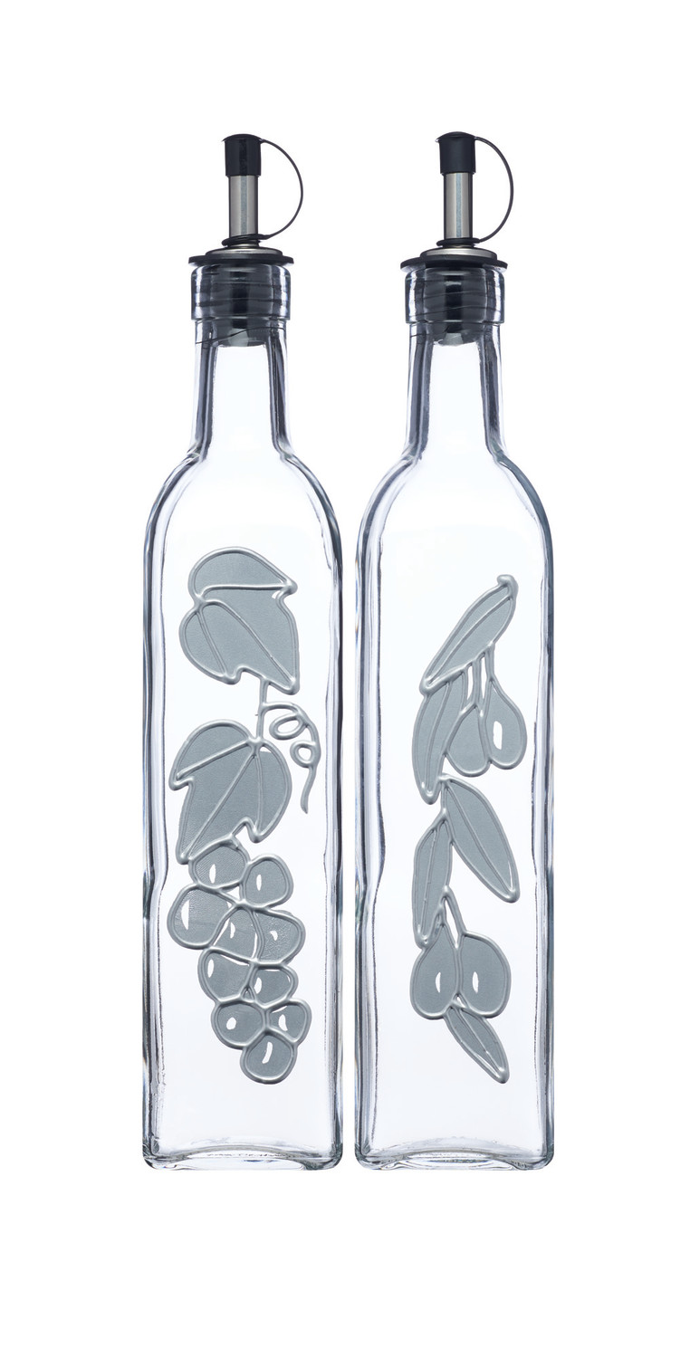 KitchenCraft World of Flavours Italian Set of 2 Glass Oil and Vinegar Bottles KitchenCraft World of Flavours Italian Set of 2 Glass Oil and Vinegar Bottles