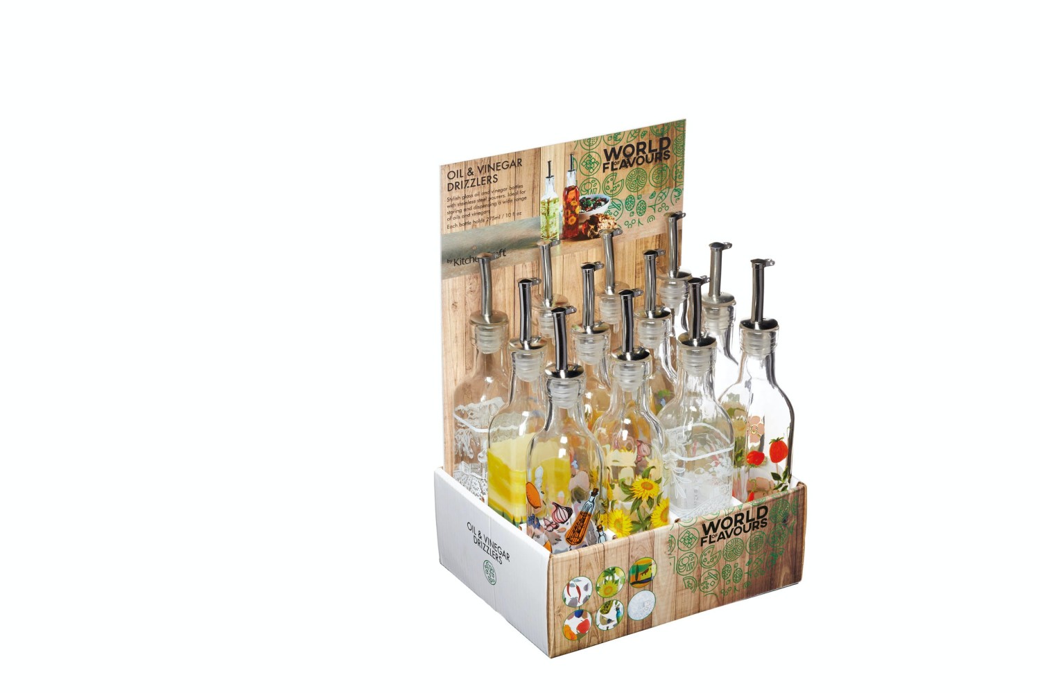 KitchenCraft World of Flavours Italian Display of 12 Oil and Vinegar Drizzlers KitchenCraft World of Flavours Italian Display of 12 Oil and Vinegar Drizzlers