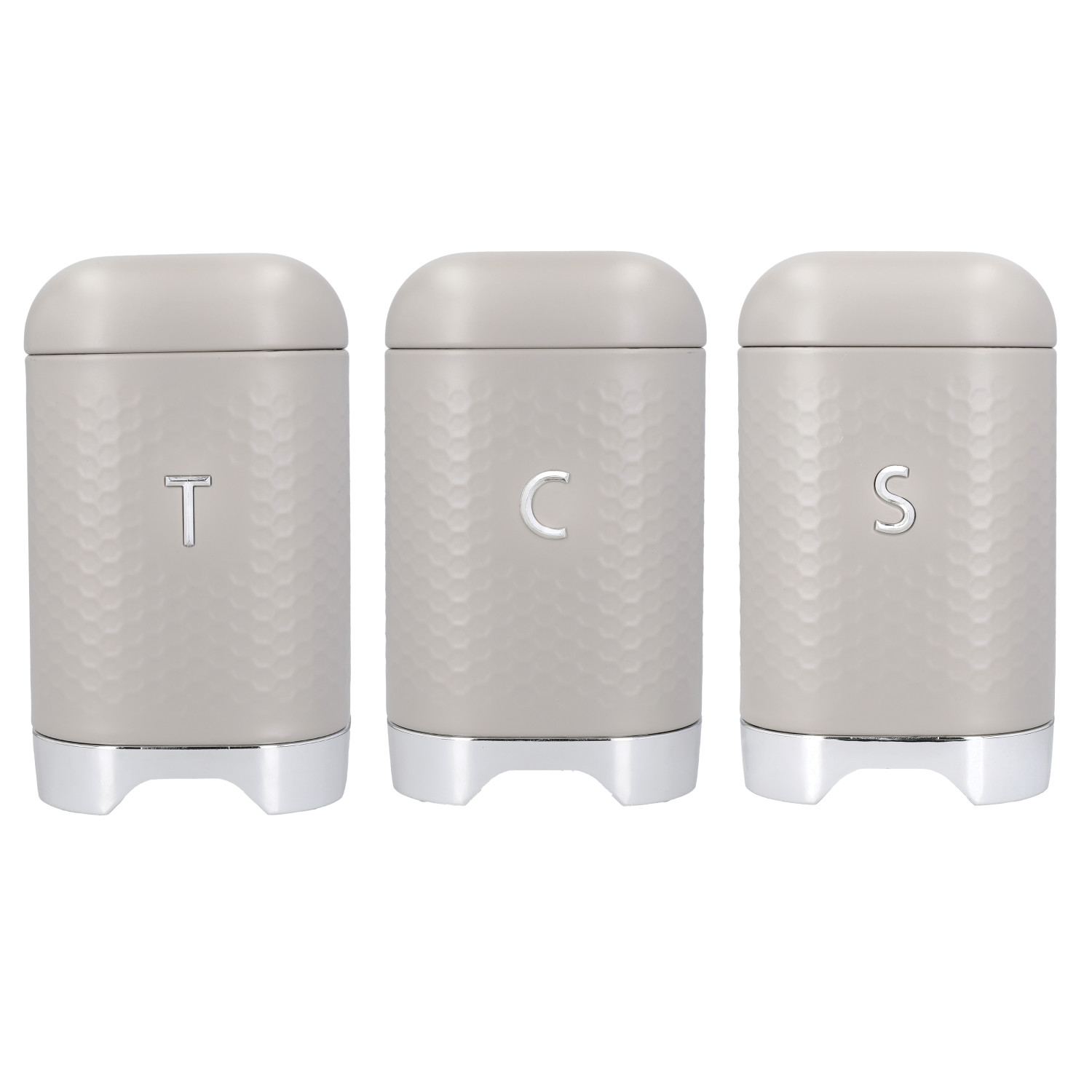 KitchenCraft Lovello Textured Tea / Coffee / Sugar Canisters, 3-Piece Set, Latte Cream KitchenCraft Lovello Textured Tea / Coffee / Sugar Canisters, 3-Piece Set, Latte Cream