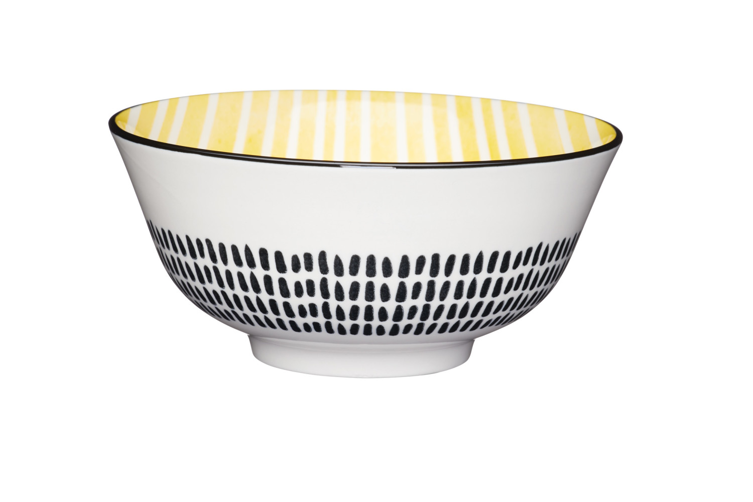 KitchenCraft Moroccan Style Yellow Stripe Ceramic Bowl, 16cm KitchenCraft Moroccan Style Yellow Stripe Ceramic Bowl, 16cm