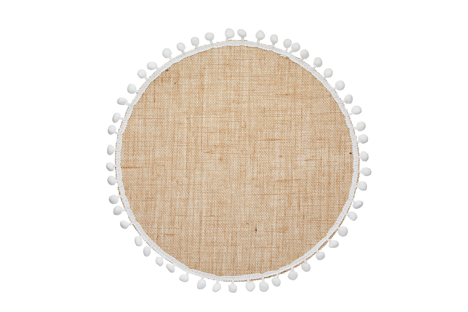 Natural Elements Set of 4 Woven Hessian Placemats with Pom Pom Decorations Natural Elements Set of 4 Woven Hessian Placemats with Pom Pom Decorations