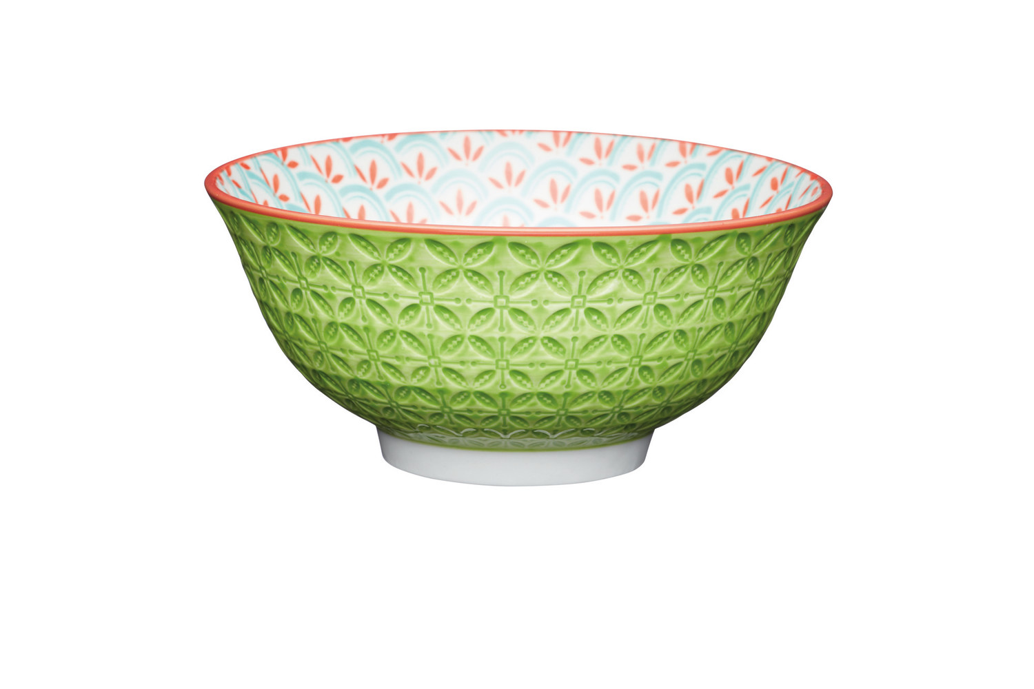 KitchenCraft Geometric Lime Ceramic Bowl, 16cm