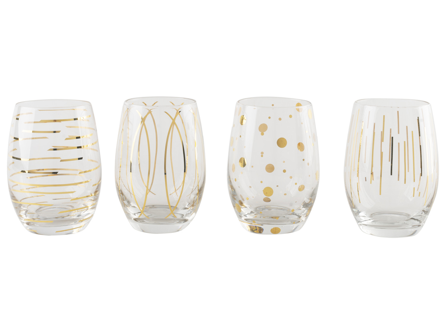 Mikasa Cheers Metallic Gold Set Of 4 Stemless 470 ml Wine Glasses Mikasa Cheers Metallic Gold Set Of 4 Stemless 470 ml Wine Glasses