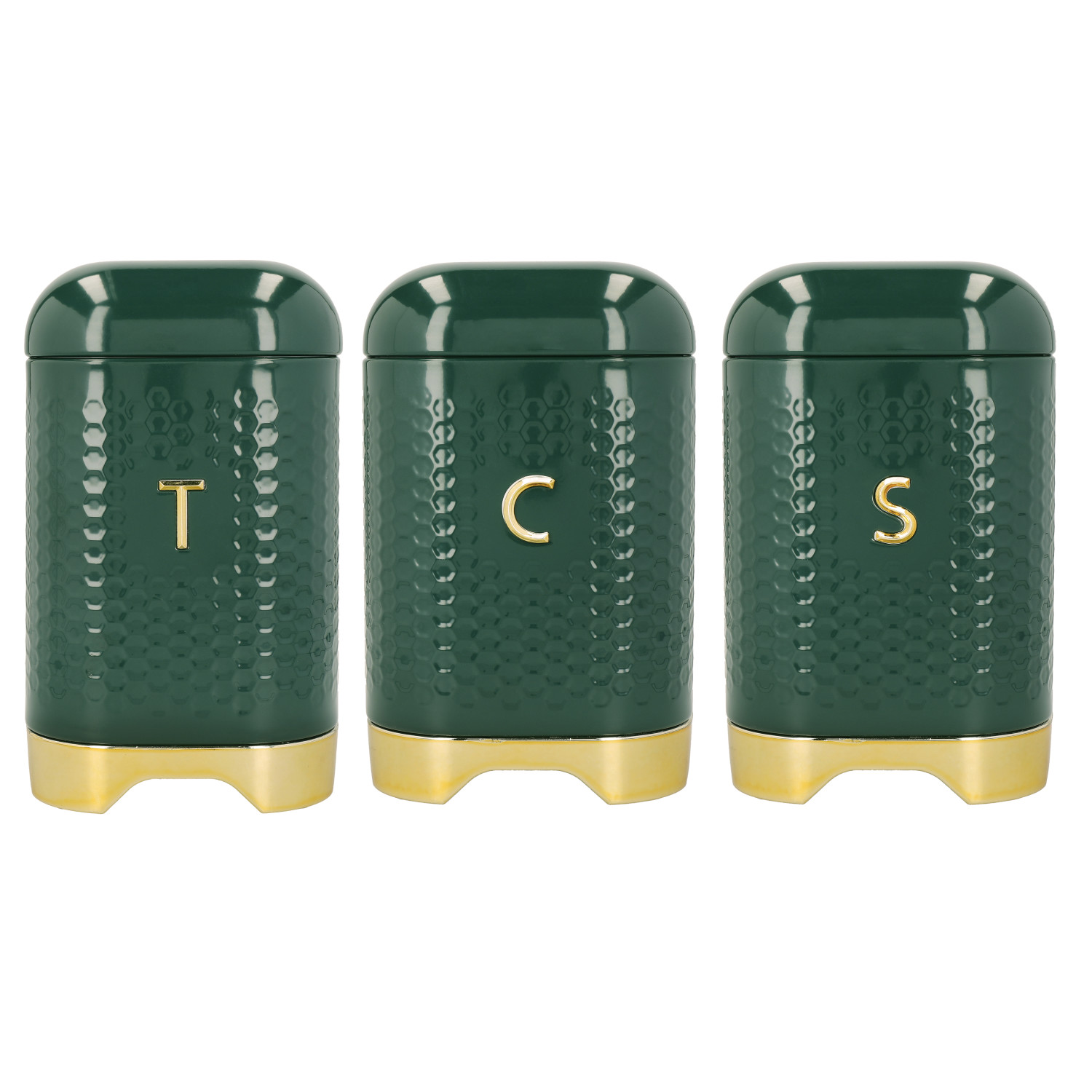 KitchenCraft Lovello Textured Tea / Coffee / Sugar Canisters, 3-Piece Set, Hunter Green KitchenCraft Lovello Textured Tea / Coffee / Sugar Canisters, 3-Piece Set, Hunter Green