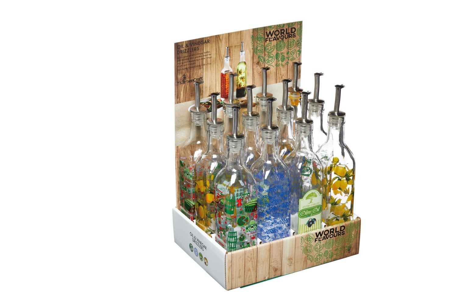 KitchenCraft World of Flavours Italian 550ml Oil & Vinegar Drizzlers - Display of 12 KitchenCraft World of Flavours Italian 550ml Oil & Vinegar Drizzlers - Display of 12