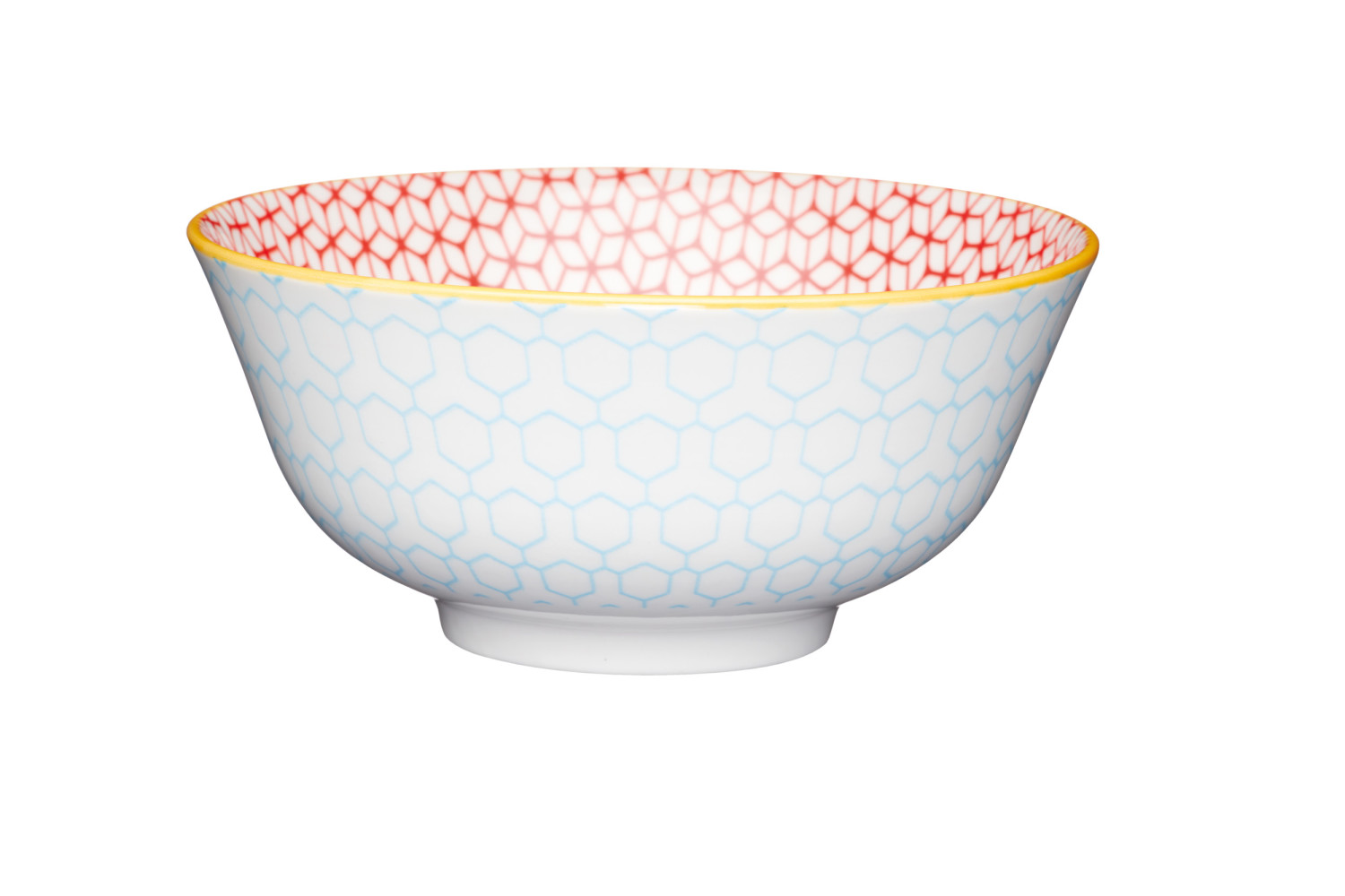 KitchenCraft Geometric Blue Ceramic Bowl, 16cm KitchenCraft Geometric Blue Ceramic Bowl, 16cm