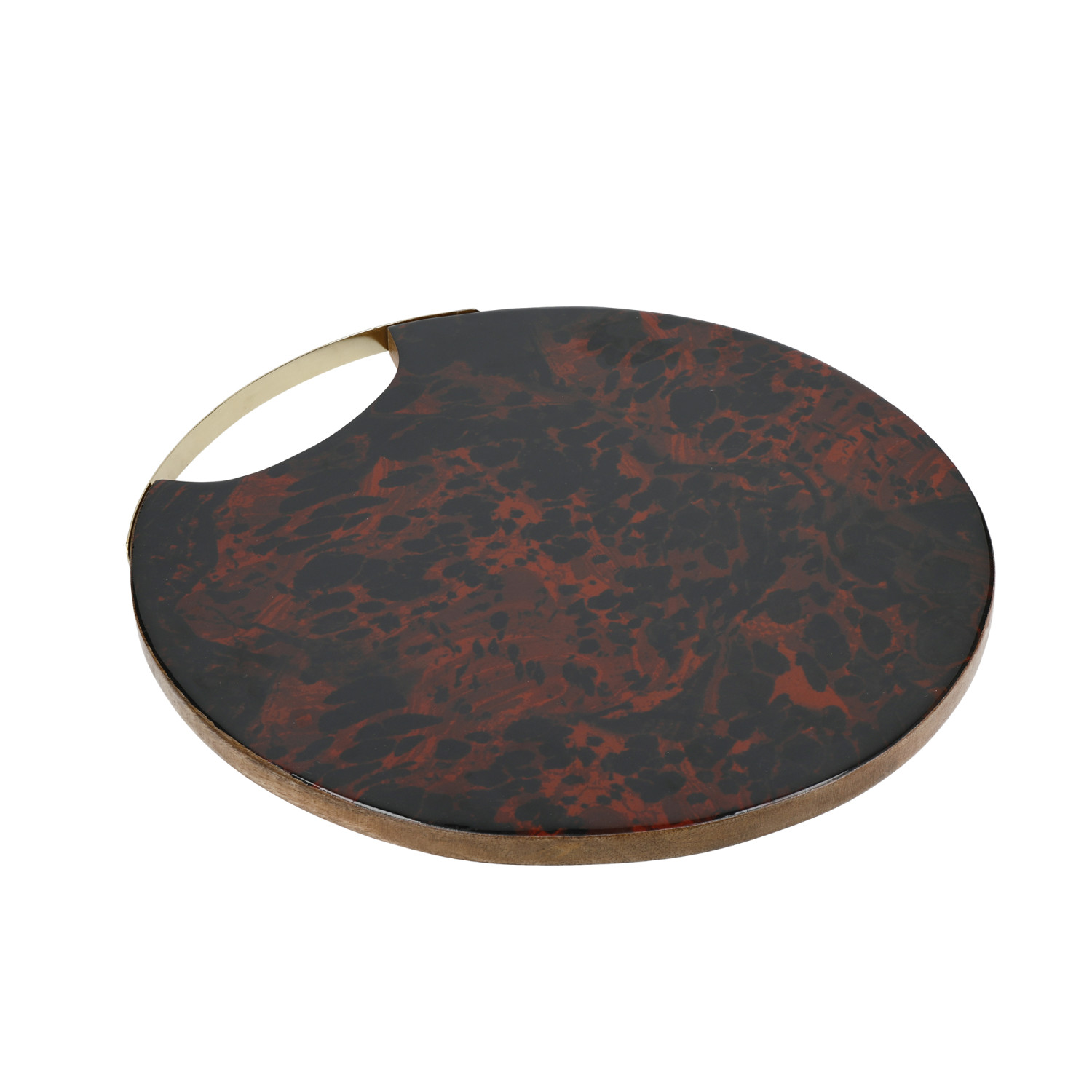 Artesà Round Serving Board with Tortoise Shell Resin Finish Artesà Round Serving Board with Tortoise Shell Resin Finish