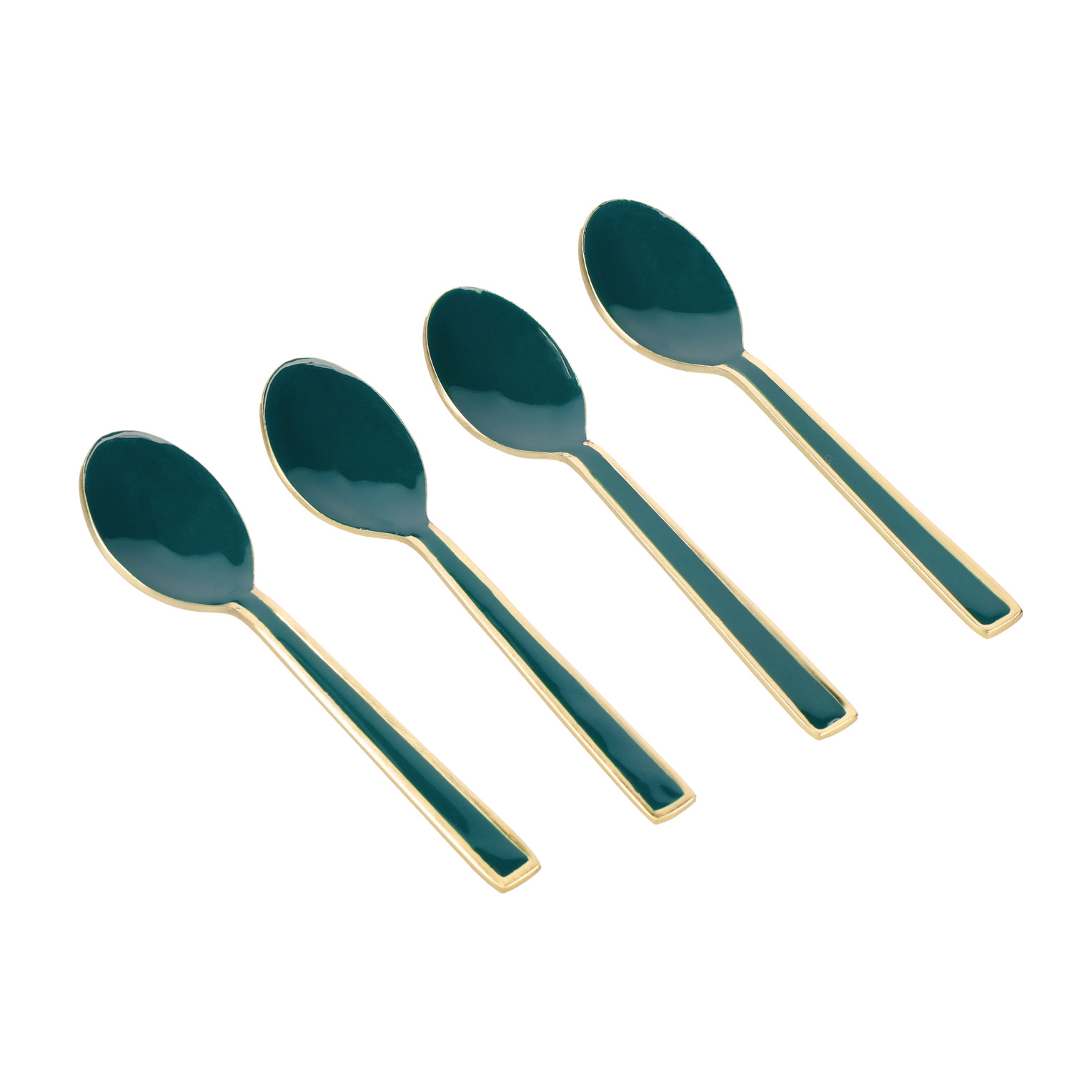 Artesà Teaspoons, Set of 4, Green and Gold Artesà Teaspoons, Set of 4, Green and Gold
