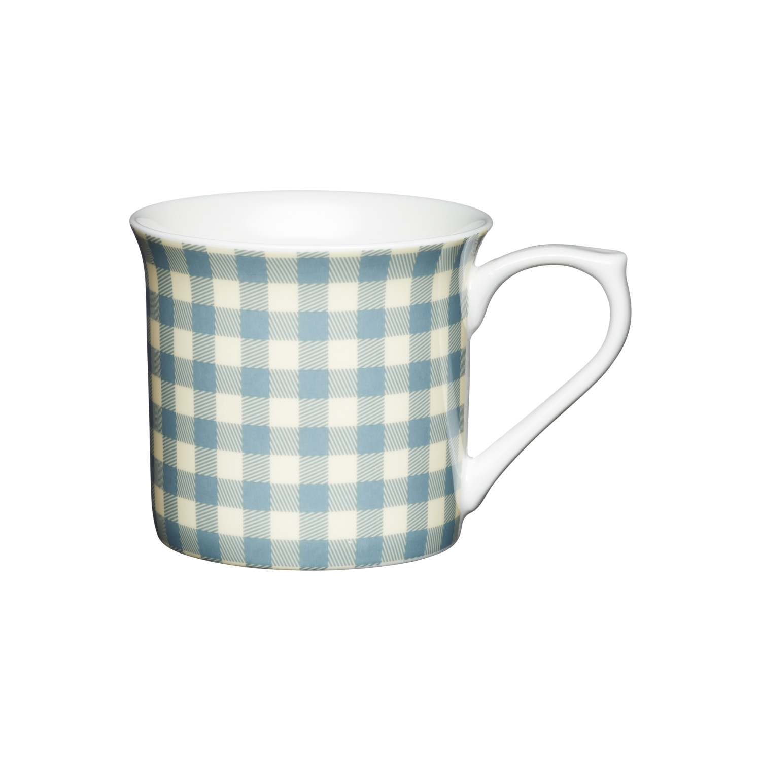 KitchenCraft Fluted Fine Bone China Blue Gingham Mugs KitchenCraft Fluted Fine Bone China Blue Gingham Mugs