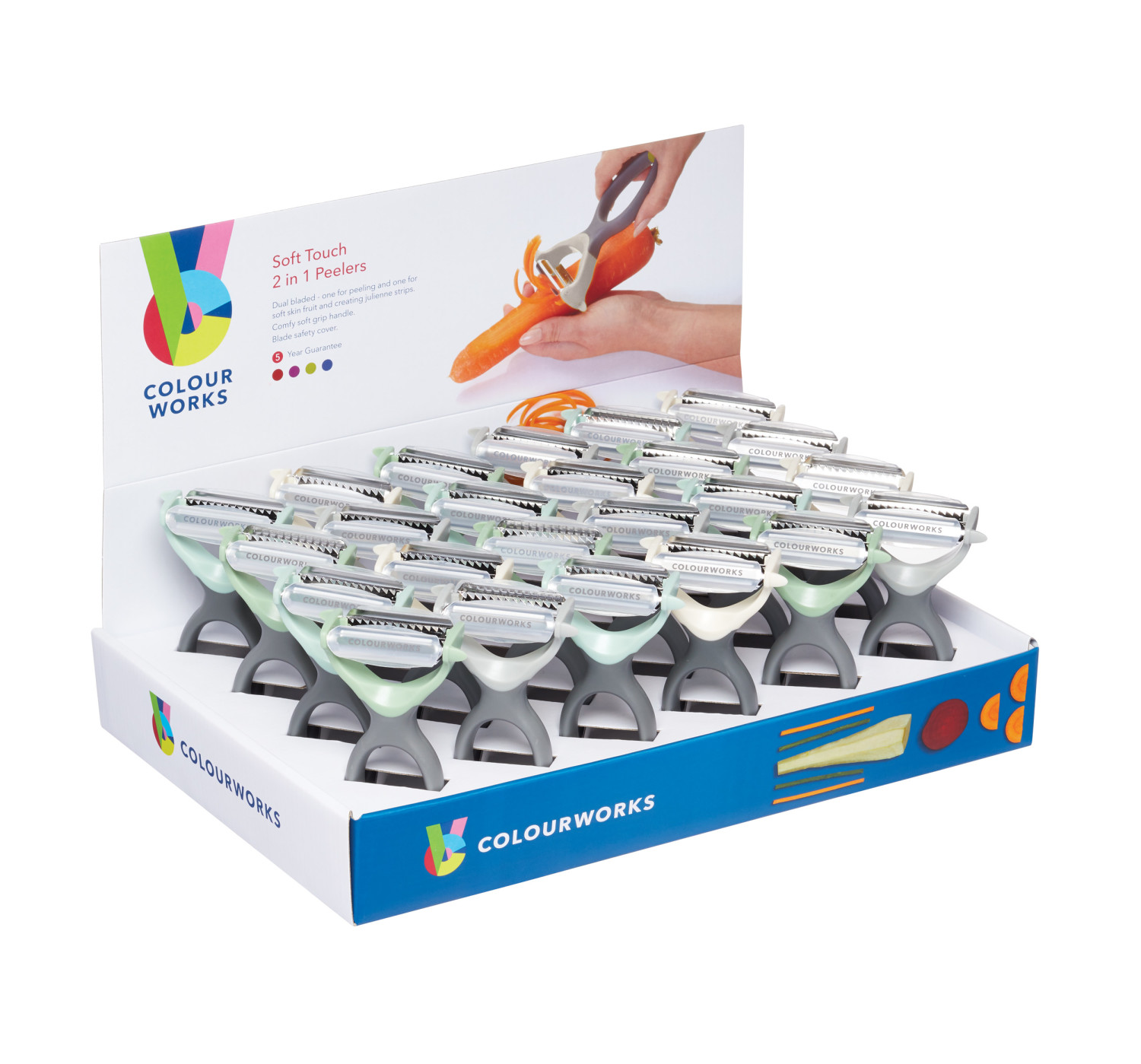 Colourworks Classics Two in One Peeler and Julienne Slicers - Display of 24 Colourworks Classics Two in One Peeler and Julienne Slicers - Display of 24