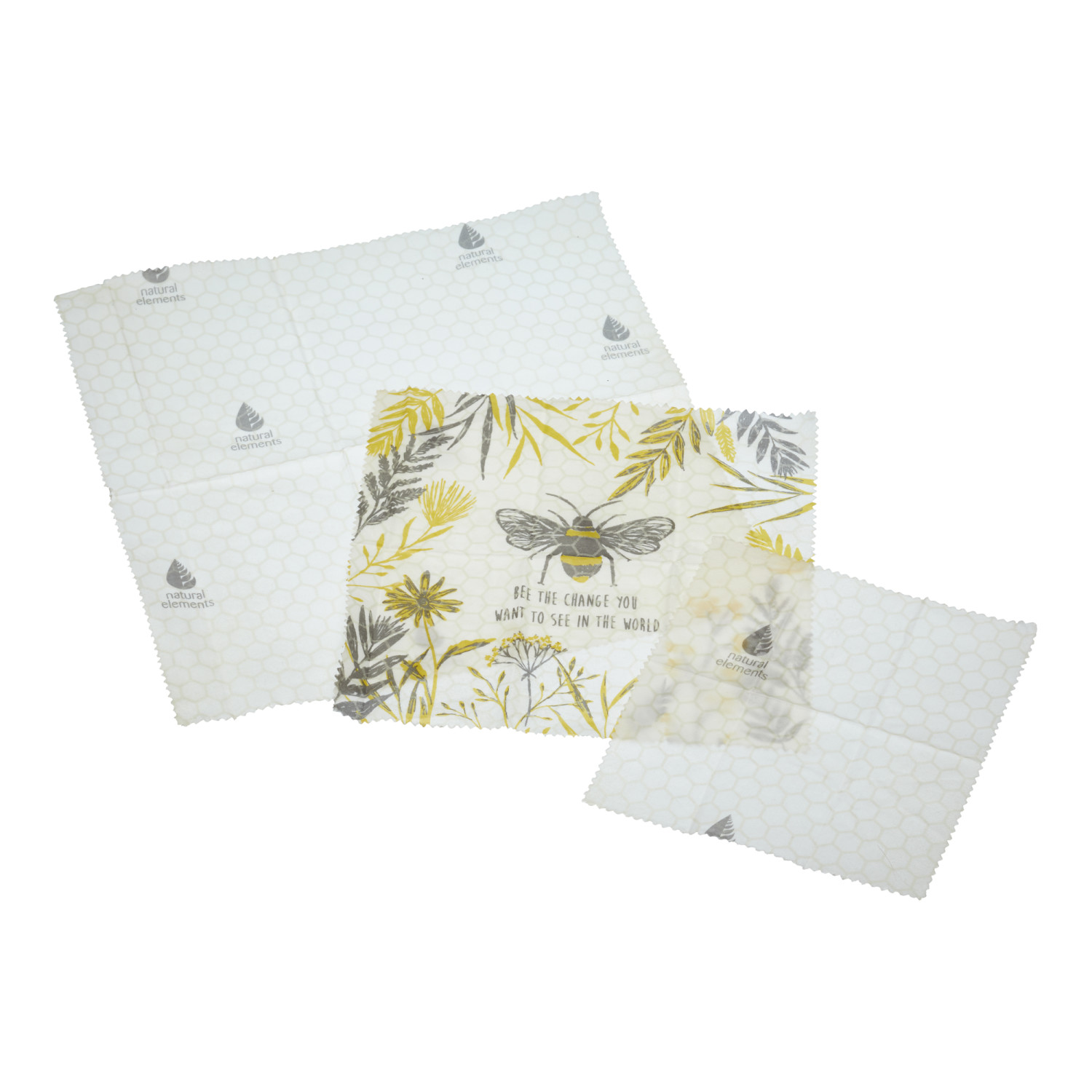 Natural Elements Eco-Friendly Set of Three Beeswax Food Wraps Natural Elements Eco-Friendly Set of Three Beeswax Food Wraps
