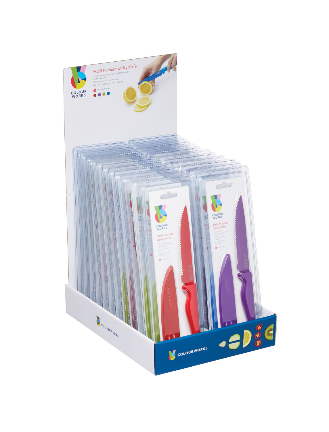 Colourworks Display of 24 Utility Knives with Protective Case